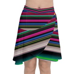 Horizontal Lines Colorful Chiffon Wrap Front Skirt by Pakjumat