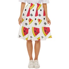 Cute Smiling Watermelon Seamless Pattern White Background Classic Short Skirt by Pakjumat