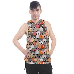 Cute Dog Seamless Pattern Background Men s Sleeveless Hoodie by Pakjumat