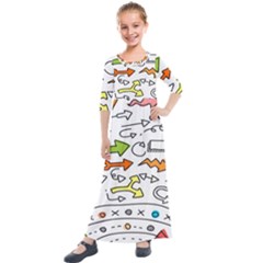 Desktop Pattern Art Graphic Design Kids  Quarter Sleeve Maxi Dress by Hannah976