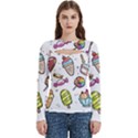 Doodle Cartoon Drawn Cone Food Women s Cut Out Long Sleeve T-Shirt View1