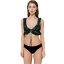 Green Pattern Background Abstract Low Cut Ruffle Edge Bikini Top View1