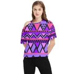 Seamless Purple Pink Pattern One Shoulder Cut Out T-shirt by Hannah976