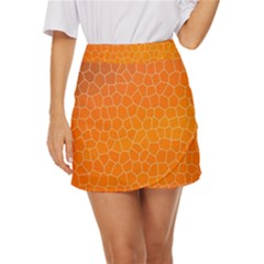 Orange Mosaic Structure Background Mini Front Wrap Skirt by Hannah976