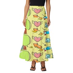 Cute Sketch Child Graphic Funny Tiered Ruffle Maxi Skirt by Hannah976