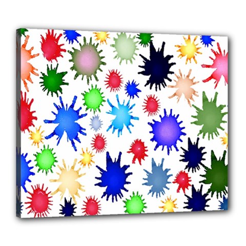 Inks Drops Black Colorful Paint Canvas 24  X 20  (stretched) by Hannah976