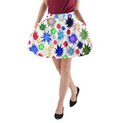 Inks Drops Black Colorful Paint A-line Pocket Skirt by Hannah976