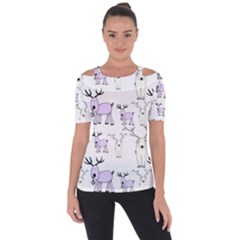 Cute Deers  Shoulder Cut Out Short Sleeve Top by ConteMonfrey