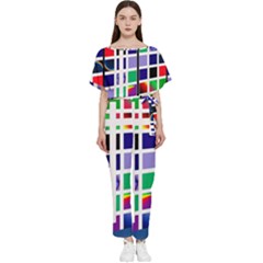 Color Graffiti Pattern Geometric Batwing Lightweight Chiffon Jumpsuit by Hannah976