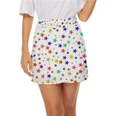 Star Random Background Scattered Mini Front Wrap Skirt by Hannah976