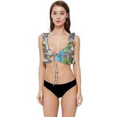 Village Place Portugal Landscape Low Cut Ruffle Edge Bikini Top by Hannah976