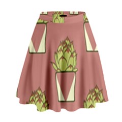 Cactus Pattern Background Texture High Waist Skirt by Hannah976