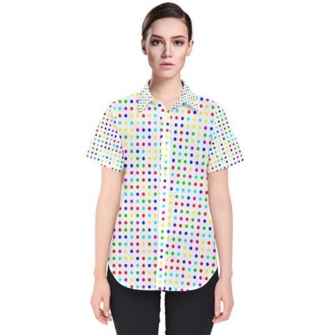 Dots Color Rows Columns Background Women s Short Sleeve Shirt by Hannah976