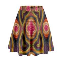Kaleidoscope Art Pattern Ornament High Waist Skirt by Hannah976
