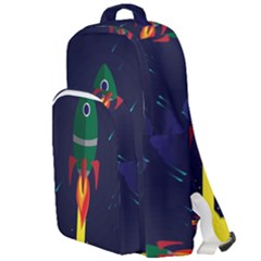 Rocket Halftone Astrology Astronaut Double Compartment Backpack by Sarkoni