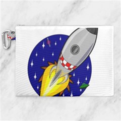 Rocket Ship Launch Vehicle Moon Canvas Cosmetic Bag (xl) by Sarkoni