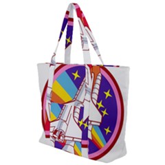Badge Patch Pink Rainbow Rocket Zip Up Canvas Bag by Sarkoni