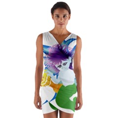 Mermaid Fantasy Undersea Merman Wrap Front Bodycon Dress by Sarkoni