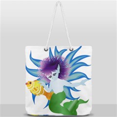 Mermaid Fantasy Undersea Merman Full Print Rope Handle Tote (large) by Sarkoni