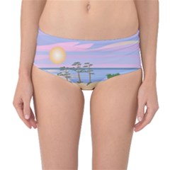 Vacation Island Sunset Sunrise Mid-waist Bikini Bottoms by Sarkoni