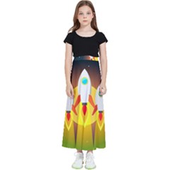 Rocket Take Off Missiles Cosmos Kids  Flared Maxi Skirt by Sarkoni