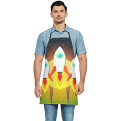 Rocket Take Off Missiles Cosmos Kitchen Apron by Sarkoni
