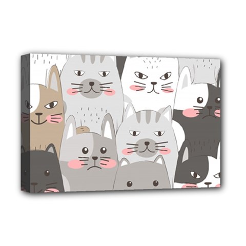 Cute Cats Seamless Pattern Deluxe Canvas 18  X 12  (stretched) by Sarkoni