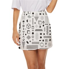 Pattern Hipster Abstract Form Geometric Line Variety Shapes Polkadots Fashion Style Seamless Mini Front Wrap Skirt by Grandong