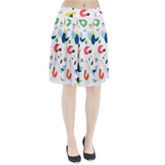 Vector Set Isolates With Cute Birds Scandinavian Style Pleated Skirt by Apen