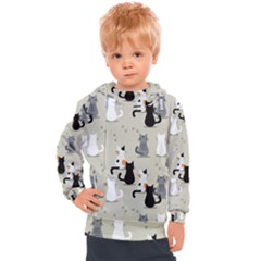 Cute Cat Seamless Pattern Kids  Hooded Pullover by Apen