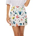 Vector Set Isolates With Cute Birds Scandinavian Style Mini Front Wrap Skirt View1