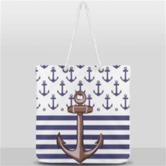 Anchor Background Design Full Print Rope Handle Tote (large) by Apen
