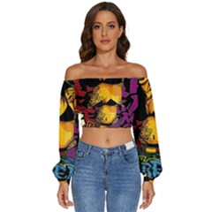 Xtreme Skateboard Graffiti Long Sleeve Crinkled Weave Crop Top by Sarkoni
