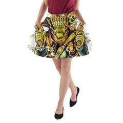 Cowboy Skeleton With Gun Illustration A-line Pocket Skirt by Sarkoni