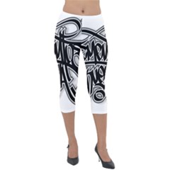 Hip Hop Music Drawing Art Graffiti Lightweight Velour Capri Leggings  by Sarkoni