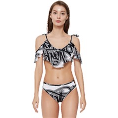 Hip Hop Music Drawing Art Graffiti Ruffle Edge Tie Up Bikini Set	 by Sarkoni