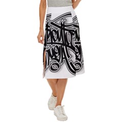 Hip Hop Music Drawing Art Graffiti Midi Panel Skirt by Sarkoni