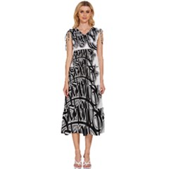 Hip Hop Music Drawing Art Graffiti V-neck Drawstring Shoulder Sleeveless Maxi Dress by Sarkoni