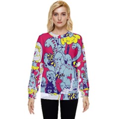 Fresh Urban Cartoon Monster Illustration Cartoon Character Text Hidden Pocket Sweatshirt by Sarkoni