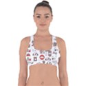 Vector Thin Line Art Vet Seamless Pattern Cross Back Hipster Bikini Top  View1
