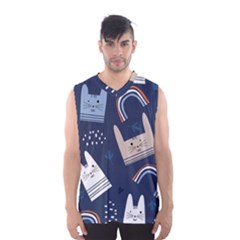 Colorful Cute Cats Seamless Pattern Men s Basketball Tank Top by Bedest
