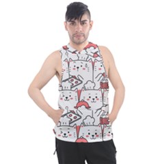 Cute Cat Chef Cooking Seamless Pattern Cartoon Men s Sleeveless Hoodie by Bedest