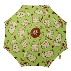 Cute Hand Drawn Cat Seamless Pattern Hook Handle Umbrellas (small) by Bedest