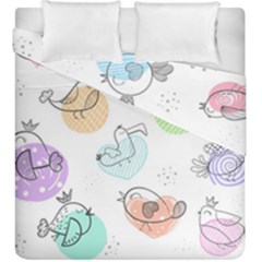 Cartoon Bird Cute Doodle Bird Duvet Cover Double Side (king Size) by Bedest