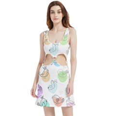 Cartoon Bird Cute Doodle Bird Velour Cutout Dress by Bedest