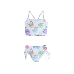 Cartoon Bird Cute Doodle Bird Girls  Tankini Swimsuit by Bedest