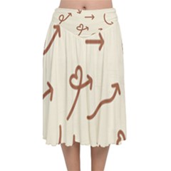 Abstract Arrow Sign Love Aesthetic Velvet Flared Midi Skirt by Apen