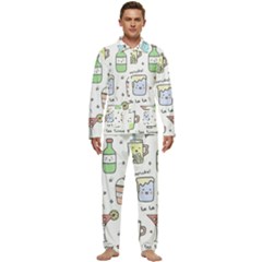 Drinks Cocktails Doodles Coffee Men s Long Sleeve Velvet Pocket Pajamas Set by Apen