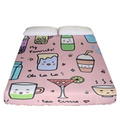Drink Cocktail Doodle Coffee Fitted Sheet (california King Size) by Apen