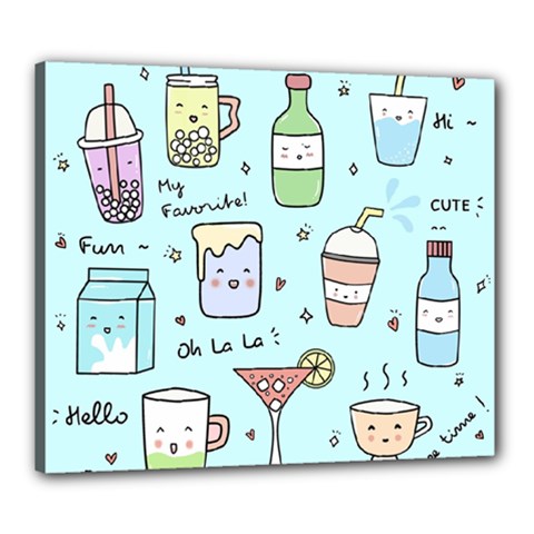 Drinks Cocktails Doodle Coffee Canvas 24  X 20  (stretched) by Apen